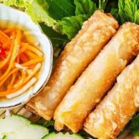Vegan Crispy Spring Roll (V) (Gf) · Vegan, gluten-free. 3 rolls. Cabbage, noodles, carrots, and taro, wrapped in rice paper and ...