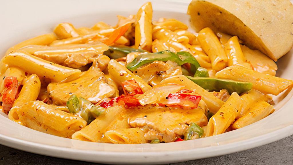 Roasted Chicken Penne · a house favorite for over twenty years! woodroasted, blackened chicken sautéed with bell peppers, onions, cajun spices & gorgonzola cream sauce