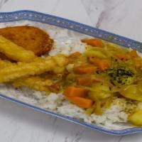 Kare Raisu · Homemade Japanese curry with potatoes, onions and carrots. Served with a protein of your cho...