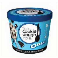 The Cookie Dough Cafe Oreo Edible Cookie Dough Mini Cup  (3.5 Oz.) · 3.5 oz. mini cup of Oreo gourmet edible cookie dough with a built in spoon under the lid.