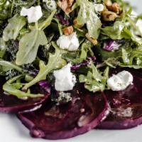 Bietole - Beet Salad · roasted red beets, fresh goat cheese,  kale and arugula with honey dressing