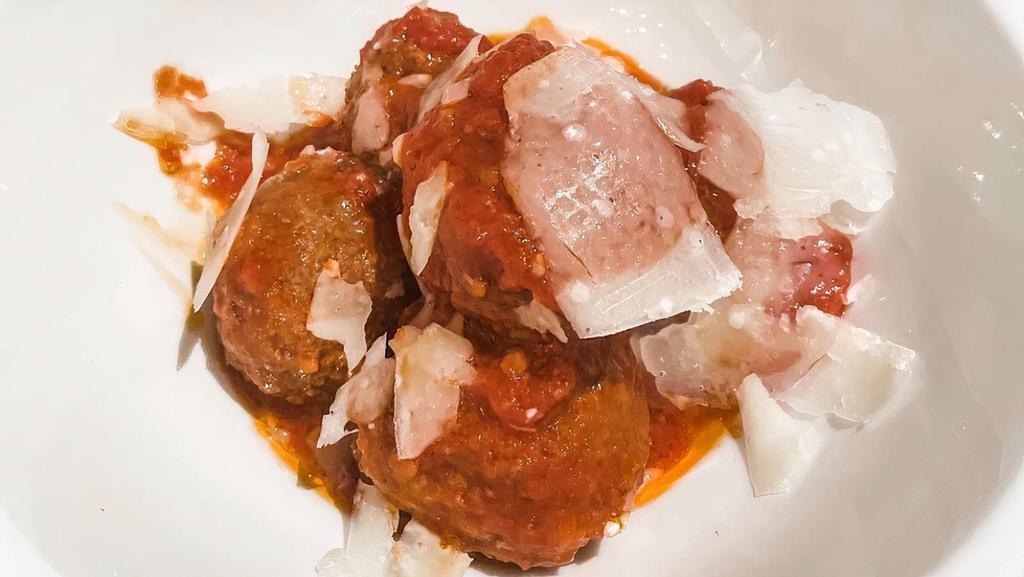 Polpette - Meatballs · kobe beef meatballs, tomato basil sauce, shaved parmigiano