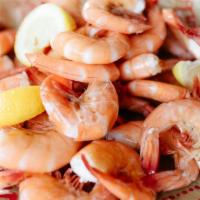 Boiled Gulf Shrimp · Half pound hot peel-and-eat style boiled shrimp, served regular or spicy.