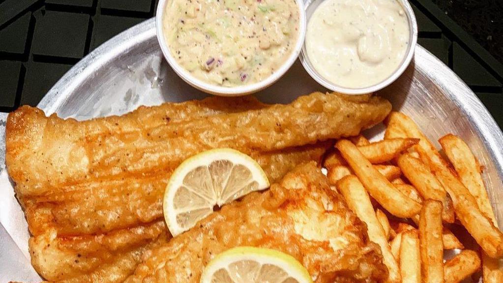 Beer Battered Cod · Served with choice of cajun, regular, or sweet potato fries.