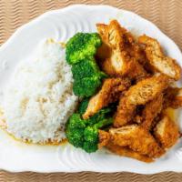 Ocean Butter Chicken  · Chicken, white Rice , Broccoli.