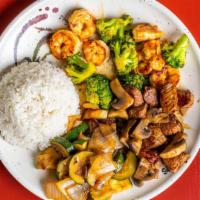 Jumbo Shrimp · Hibachi or teriyaki with broccoli. All meals include fried rice or steamed rice and one side...