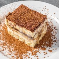 Tiramisu Imported · Layers of espresso drenched ladyfingers separated by mascarpone cream and dusted with cocoa ...