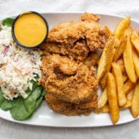 World Famous Calabash Chicken · Half a pound of our specially seasoned,
buttermilk-marinated, and hand-breaded Calabash tend...
