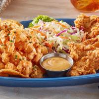 Calabash Chicken & Shrimp · Five Calabash Chicken tenders and Calabash Popcorn Shrimp paired with fries or tots. Served ...