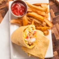 Fried Chicken Tender Wrap
 · Tomato basil tortilla stuffed with fried Chicken, Monterey Jack and cheddar cheeses, shredde...