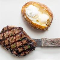 Certified Angus Beef Sirloin · Perfectly seasoned sirloin, aged 21 days and grilled over an open flame. Served with a baked...