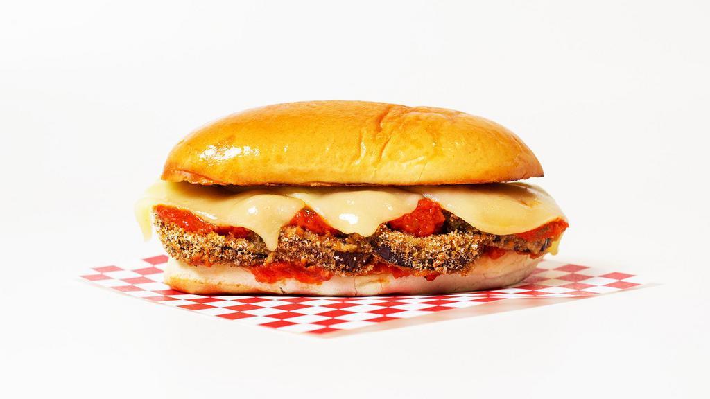 The Eggplant Parm Sub · Fan-favorite breaded eggplant slathered in marinara sauce and mozzarella cheese on a hoagie roll.