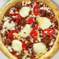 San Gennaro Pizza · Named after the Italian feast! Our fresh tomato sauce, mozzarella cheese, spicy Italian saus...