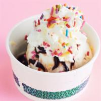 Kids' Sundae · Vanilla ice cream, chocolate sauce topped with our vanilla bean whipped cream and sprinkles.