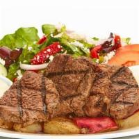 Grilled Beef Tender Feast · Served with a side of horseradish sauce, Greek salad, and your choice of roasted new potatoe...