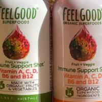 Feel Good Immunity Shots · These organic shots have vitamin A,C,D,B6 and B12