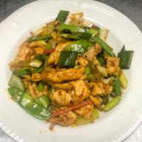 Spicy Hunan Chicken · Spicy. Stir-fried with sliced onions, green pepper, red pepper, black bean, and Szechuan chi...