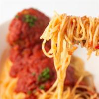 Pasta With Meatballs · Recommended pairing: Rocca Delle Macie Rubizzo Toscana Rossa.
