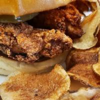 Chicken Sandwich (Not Hot) · One Jumbo buttermilk tender fried and not tossed in our signature spice blend, served with d...