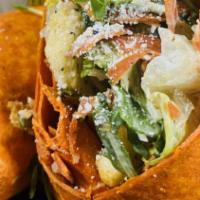 Grilled Caesar Wrap · Brined all white meat chicken breast, fresh romaine, arugula, herbed croutons, provolone & p...