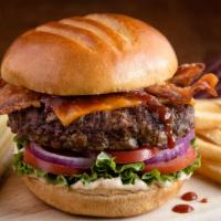 Bacon Cheddar Burger · Crisp bacon, Cheddar, and garlic mayo. Cal. 1860.

Consuming raw or undercooked meat, poultr...