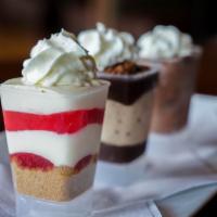 Dessert Shooters - 3 Shooters · Try all three sweet treats! Strawberry cheesecake, Reese’s peanut butter and brownie mousse....