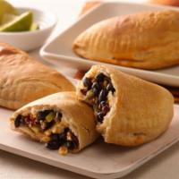 Black Beans Cheese Empanada · Deep fried gluten free turnover made fresh by hand filled with: black beans and white cheese.