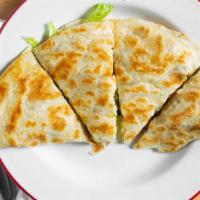 Chicken Quesadilla · Fresh, all-natural chicken breast, marinated in house dressing, chargrilled