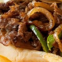 Philly Steak Sandwich · Philly steak, mozzarella cheese, onions, green peppers, mushrooms.
Served with fries & Can D...