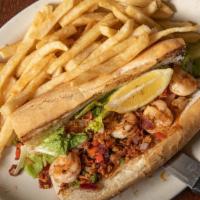 Creole House Po-Boy · Sautéed gulf shrimp, jalapeño, red and green bell peppers, and bacon.