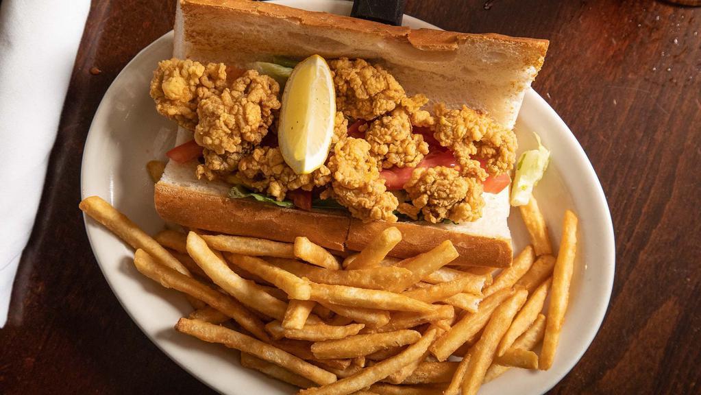 Oyster Po-Boy · Lightly fried Gulf oysters in our house seasoning blend.