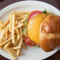 Creole House Cheeseburger · Eight-ounce Angus beef patty, lettuce, tomato, red onions, pickles, house mayo, and American...