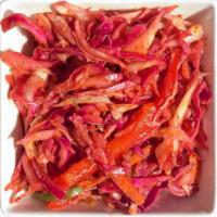 Side Mediterranean Slaw · Purple cabbage, bell peppers, mixed with herbs and spices!