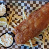 Fish & Fries · Crispy beer battered white fish served with fries and our spicy remoulade sauce on the side.