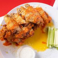 Wings (40Pc) · Three flavor - four dipping sauce.