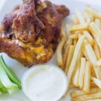 Wings Special (20) · Served with a box of French fries, and half-gallon tea. It comes with three dressings and ce...