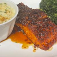 Da Bourbon Salmon · 10oz grilled, blackened, or bourbon glazed salmon served with your choice of veggies bake or...