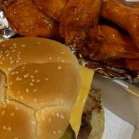 Burger /Wing Combo  · Combo includes Burger, 5 Pc wing plus drink and regular fries.