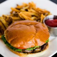 Veggie Burger · Our hand pattied burgers are 1/3 lb fresh Angus Beef on a locally made Brioche Roll.<br />Gl...