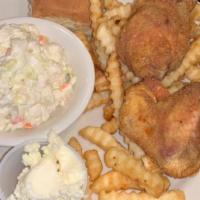 Fried Chicken 4 Piece · 4 piece outstanding Fried Chicken, served with French Fries and Cole slaw.