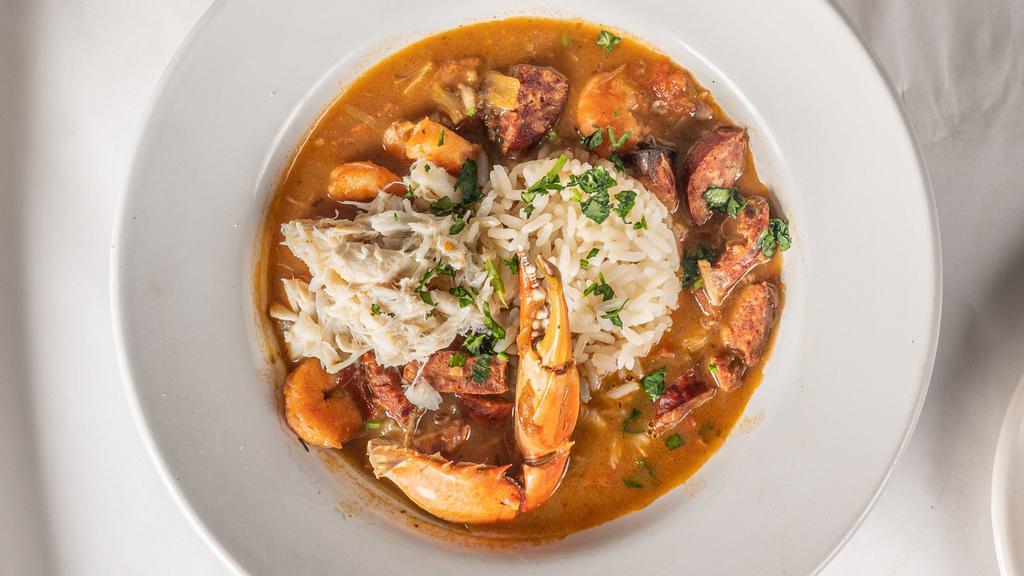 Zuppa Di Pesce Creole Seafood Gumbo · Seafood gumbo, with Louisiana gulf shrimp and crabmeat. Served with rice.
