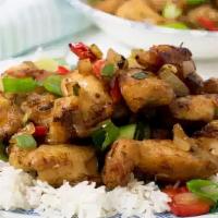 Black Pepper Chicken · Hot and spicy.