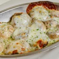 Stuffed Mushrooms · Fresh stuffed mushrooms with Italian sausage, Parmesan Romano and a blend of our old world s...