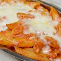 Baked Pasta · Your choice of pasta mixed with ricotta and our homemade marinara then topped with mozzarell...