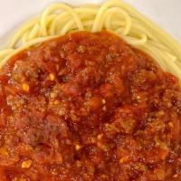 Pasta With Meat Sauce · Served with choice of pasta.