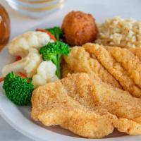 Crispy Fish Filets · Whitefish filets hand-breaded in our homemade bread crumbs served with tartar sauce. Served ...