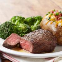 8 Oz. Steakhouse Sirloin · Hand-cut, custom-aged sirloin, grilled your way, then topped with herb garlic butter. Served...