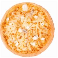 Five Cheese Pizza · Delicious pizza with mozzarella, feta, cheddar, Parmesan and ricotta cheese.