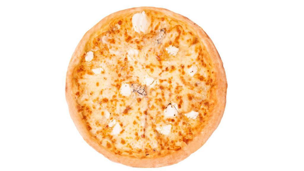 Five Cheese Pizza · Delicious pizza with mozzarella, feta, cheddar, Parmesan and ricotta cheese.