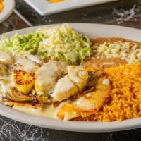 Pollo Loco · Grilled chicken topped with melted cheese, onions,. mushrooms and pineapple. Served with fre...